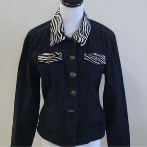 Live a Little Black Denim Jacket with Zebra Accents